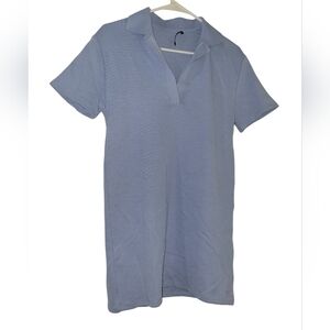 Zara Sky Blue Knit Polo Style Dress Sz S